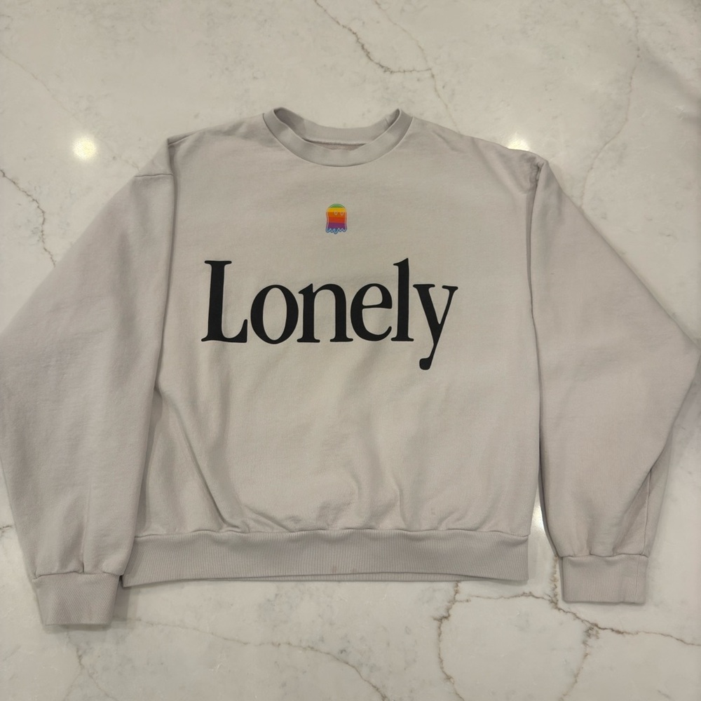 Lonely Ghost - “The Apple" Crewneck - Heavy Weight-Bone Grey